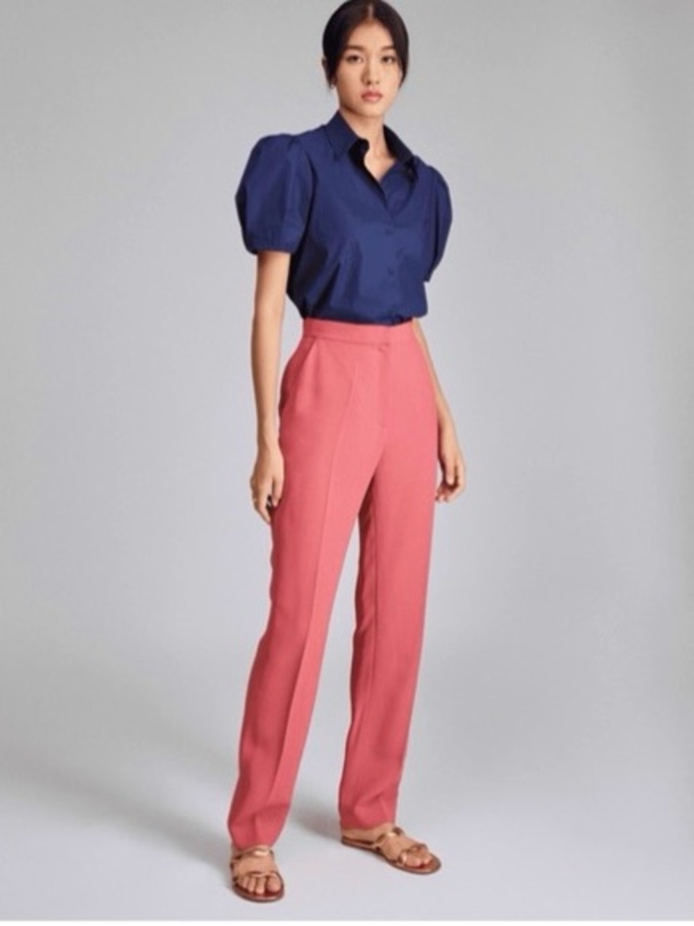 SALONI Maxima Crepe Straight Leg Pant in Antique Rose Size 4